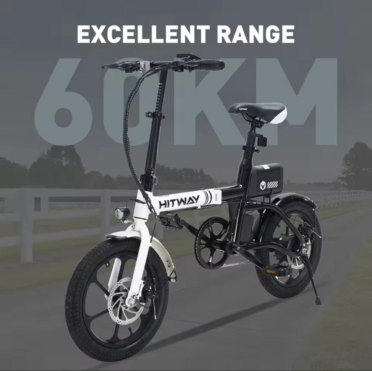 HITWAY BK35 Folding Electric Bike, 16 inch E Bike 250W City E-Bike Max.Range 60KM