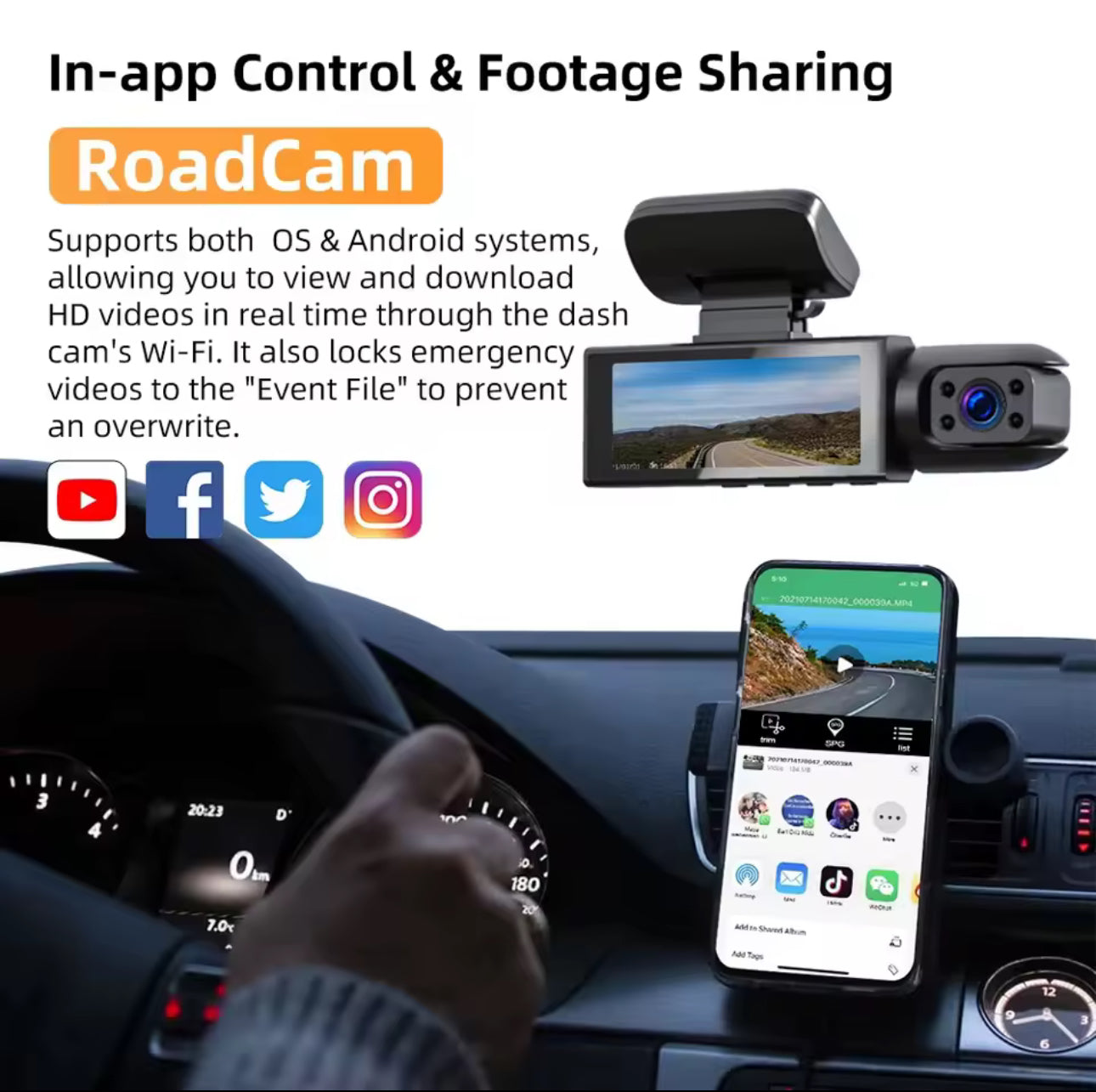1080P WIFI Dual Camera Dash Cam for cars, Front And Inside camera with IRL Night Vision,Loop Recording, wide angle Car DVR ⚡️