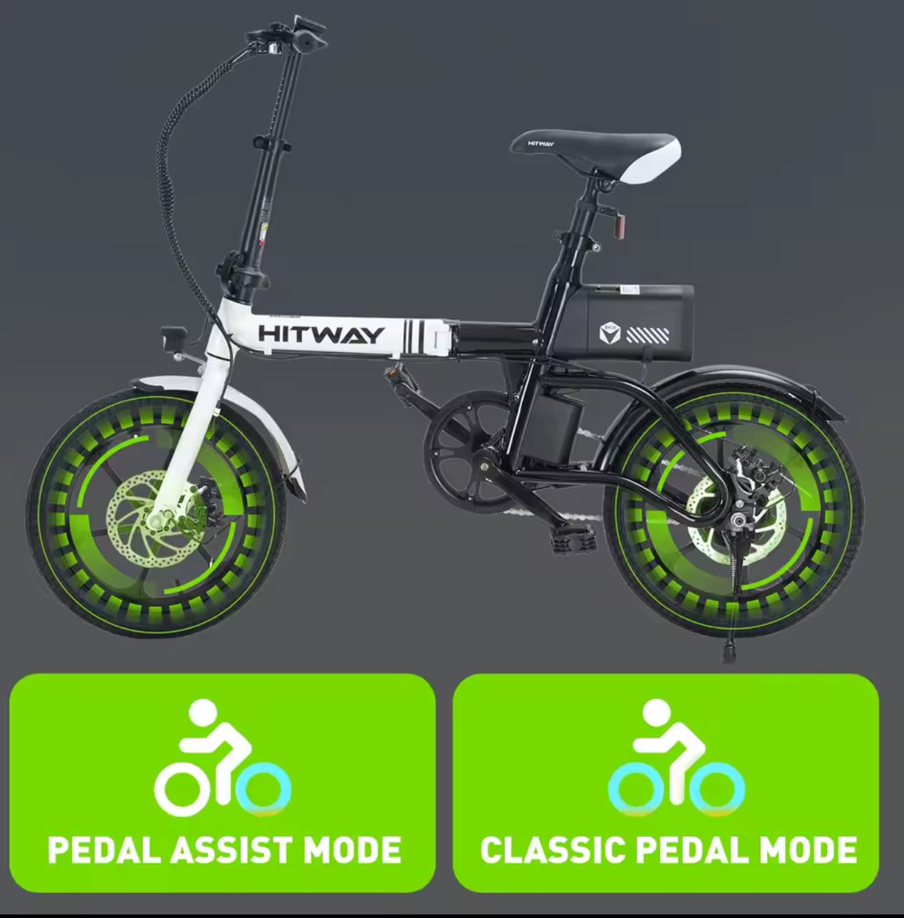 HITWAY BK35 Folding Electric Bike, 16 inch E Bike 250W City E-Bike Max.Range 60KM