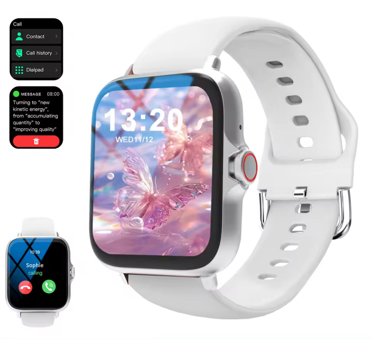 Smart watch with full touch screen, call, message reminder, music control and other functions, compatible with iPhone/android