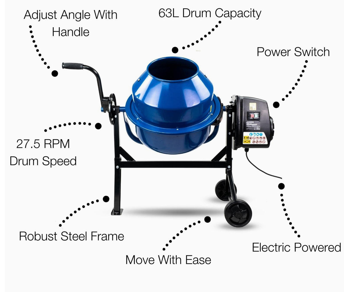 63L Cement / Concrete Mixer, Also Portable, Plug 🔌 Adapter So Doesn’t Use Fuels ⚡️ 2025 Edition ⚡️
