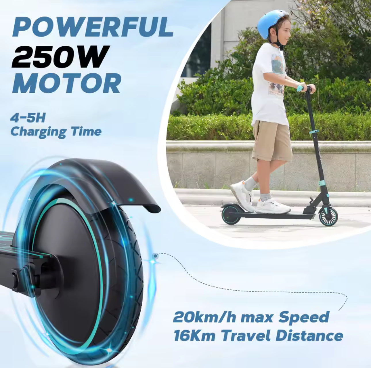 Electric Scooter for Children Aged 8-16 Years, Only 7.55KG Foldable Electric Scooters, Two Types of Braking 20kmph