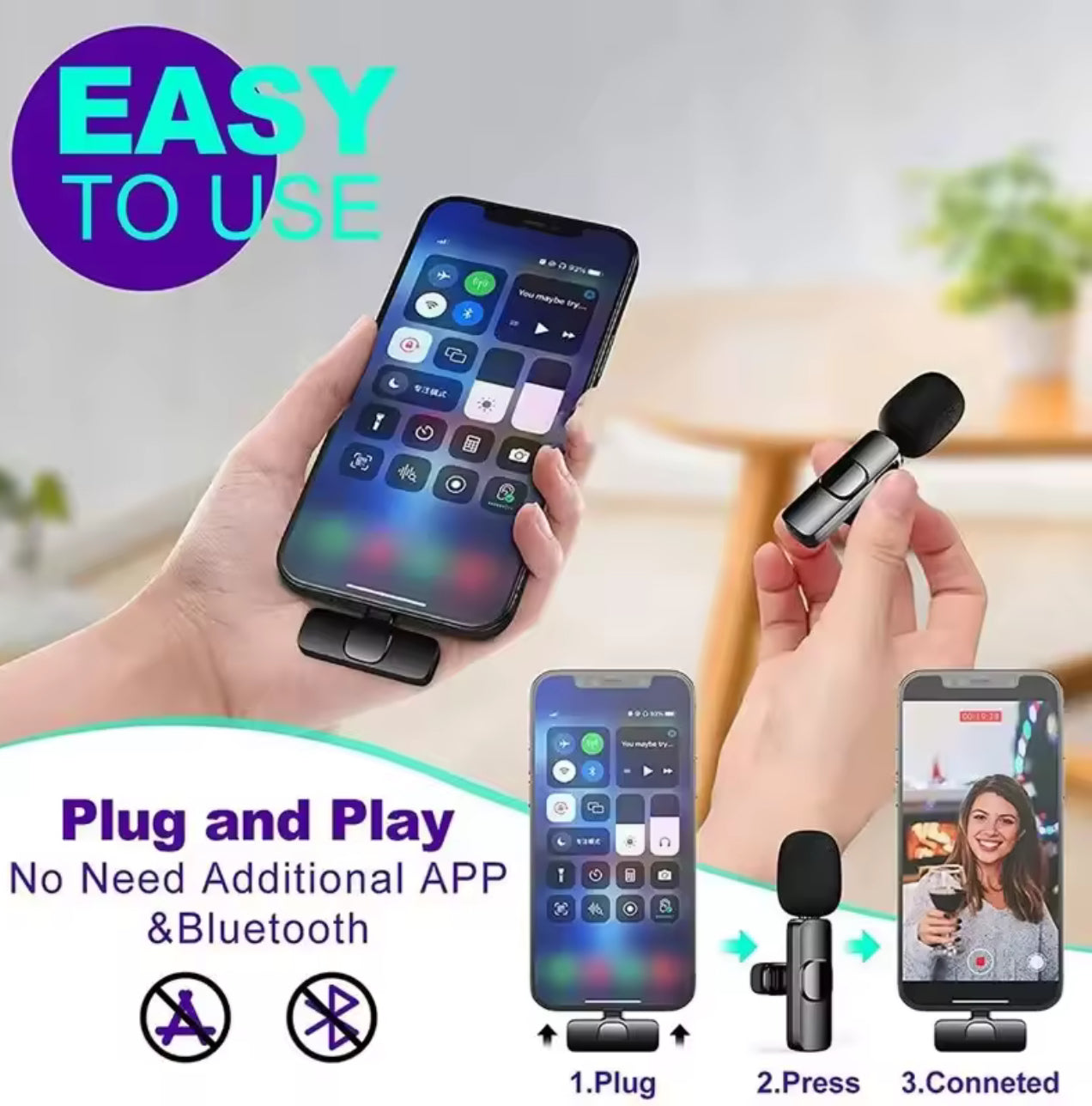 Xiaomi K9 Bluetooth 2.4G Wireless Microphone Portable Audio Video Recording For Iphone Android Outdoor Live Gaming Phone Mic