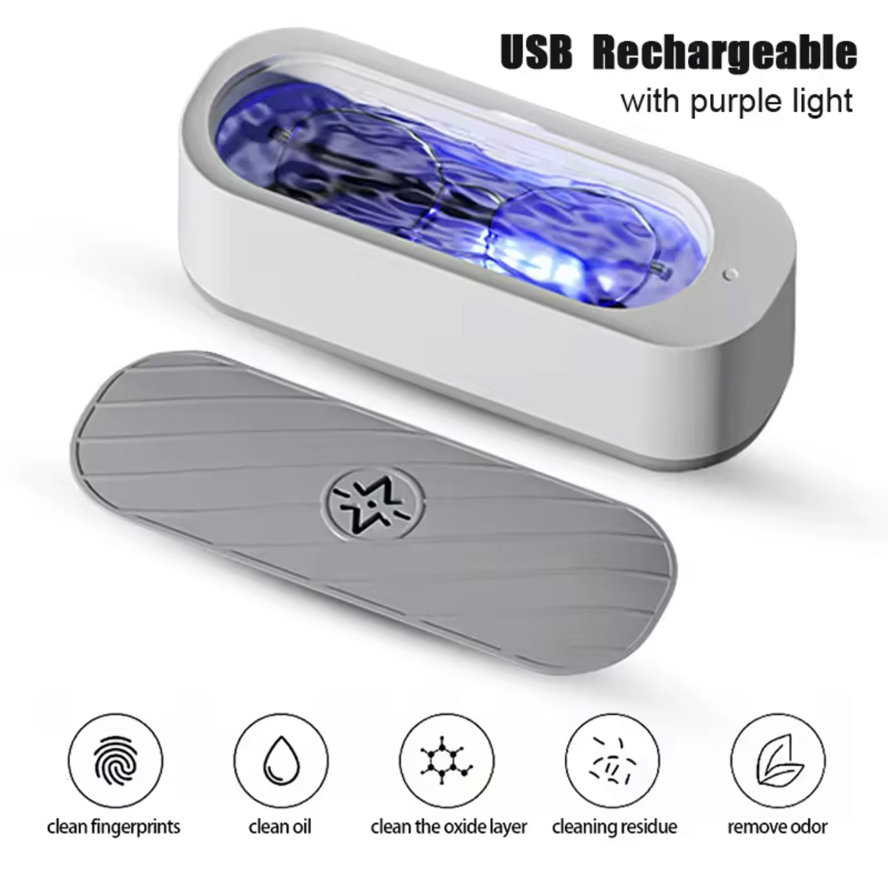 Ultrasonic Cleaning Machine 45000Hz High Frequency Vibration USB Charging Battery 360° For Glasses Watch Ring Portable Cleaner